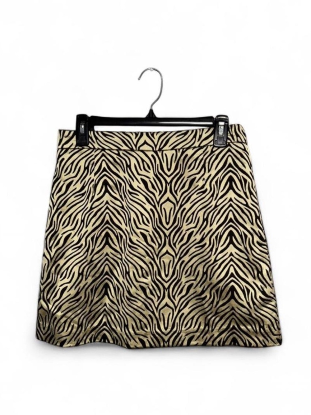 H&M Gold and Black Zebra Print Summer Preppy Bodycon Mini Skirt Women’s Size 6
